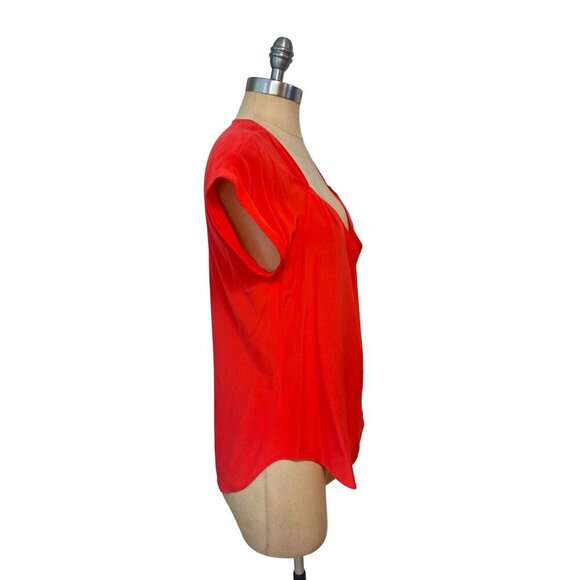 Rag & Bone Danise Short Sleeve Silk Top Bright Coral 8 NWT $325 - Picture 3 of 7